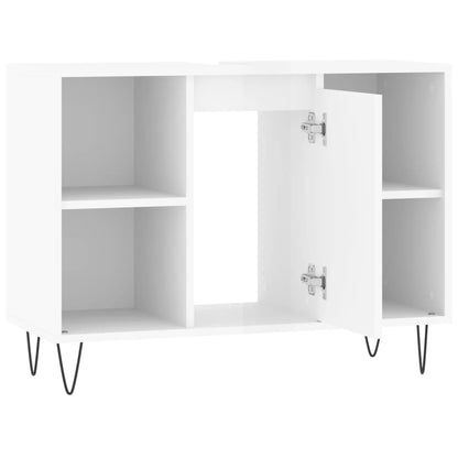 Badschrank Hochglanz-Weiß 80x33x60 cm Holzwerkstoff - Pazzar.ch