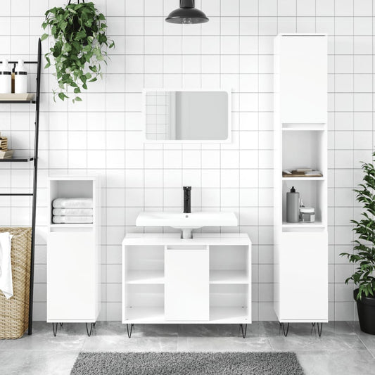 Badschrank Hochglanz-Weiß 80x33x60 cm Holzwerkstoff - Pazzar.ch