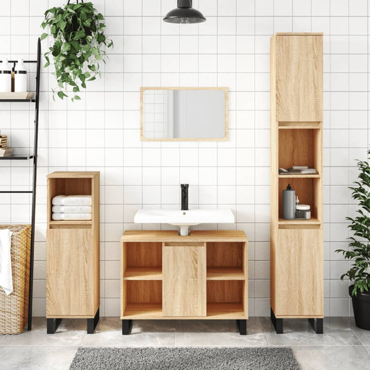 Badschrank Sonoma-Eiche 80x33x60 cm Holzwerkstoff - Pazzar.ch