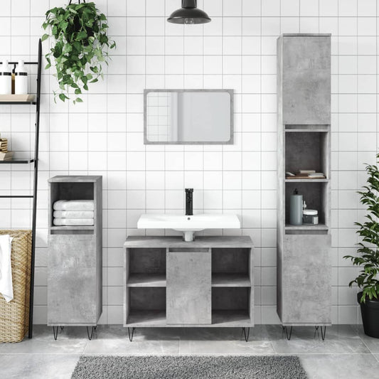 Badschrank Betongrau 80x33x60 cm Holzwerkstoff - Pazzar.ch
