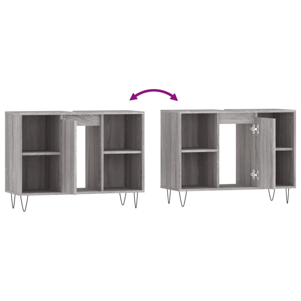 Badschrank Grau Sonoma 80x33x60 cm Holzwerkstoff - Pazzar.ch