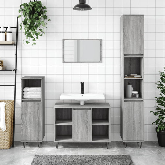 Badschrank Grau Sonoma 80x33x60 cm Holzwerkstoff - Pazzar.ch