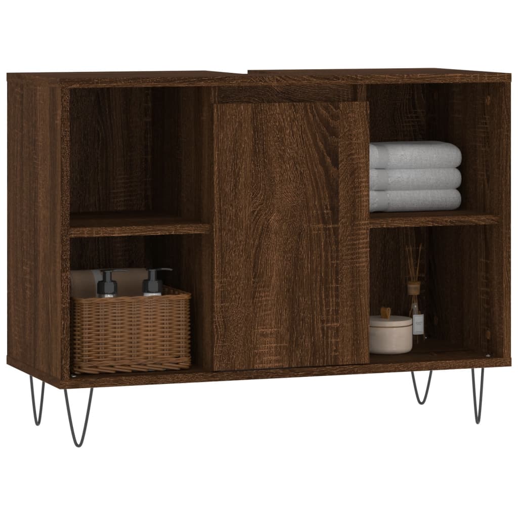 Badschrank Braun Eichen-Optik 80x33x60 cm Holzwerkstoff - Pazzar.ch