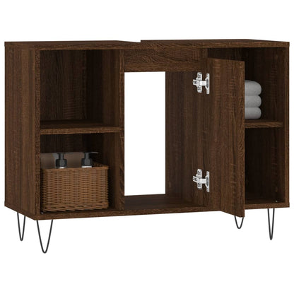 Badschrank Braun Eichen-Optik 80x33x60 cm Holzwerkstoff - Pazzar.ch