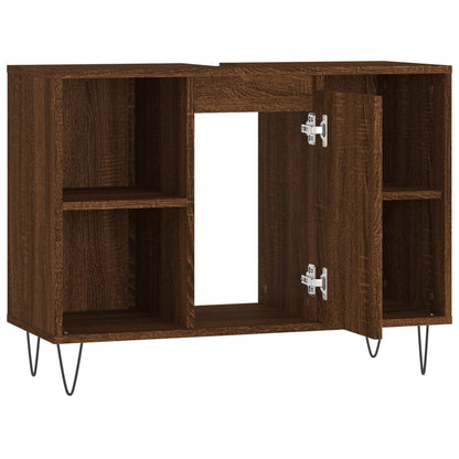Badschrank Braun Eichen-Optik 80x33x60 cm Holzwerkstoff - Pazzar.ch