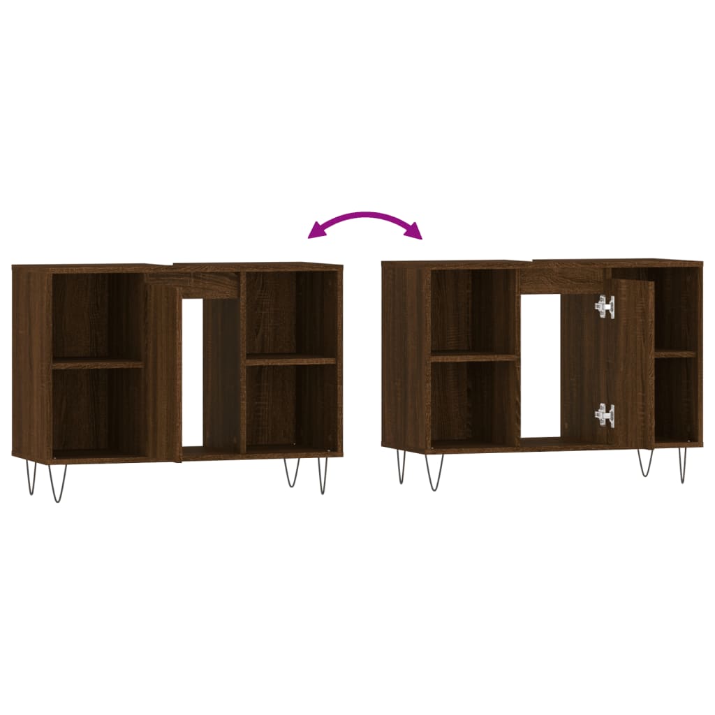 Badschrank Braun Eichen-Optik 80x33x60 cm Holzwerkstoff - Pazzar.ch