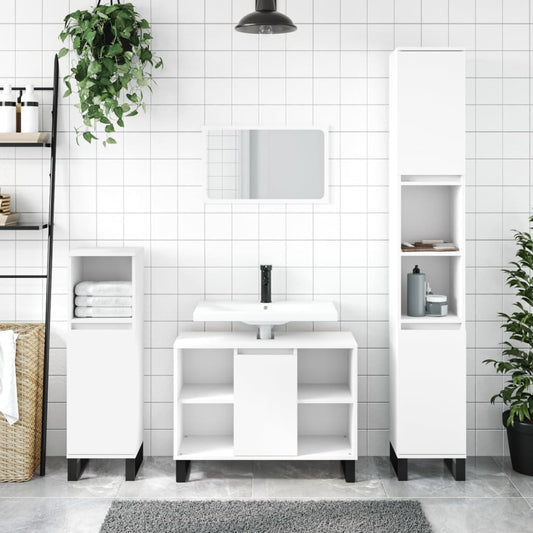 Badschrank Weiß 80x33x60 cm Holzwerkstoff - Pazzar.ch