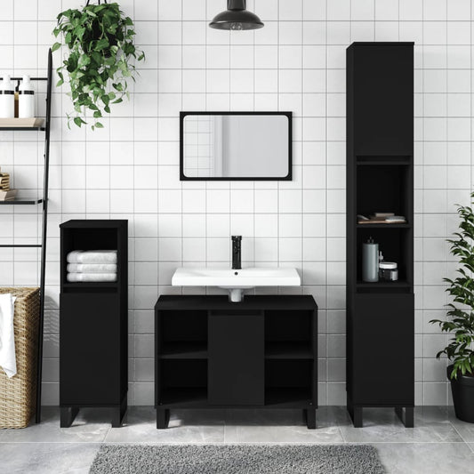 Badschrank Schwarz 80x33x60 cm Holzwerkstoff - Pazzar.ch