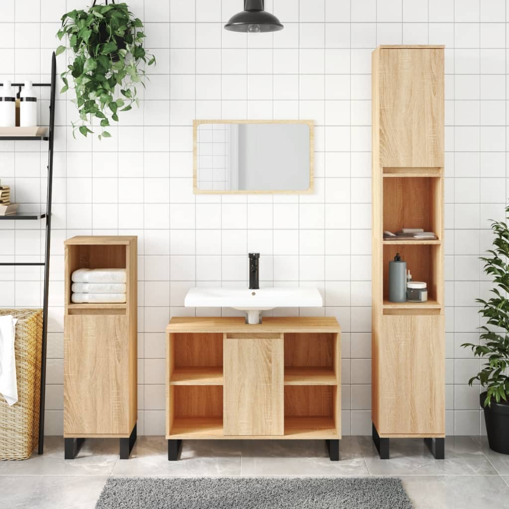 Badschrank Sonoma-Eiche 80x33x60 cm Holzwerkstoff - Pazzar.ch
