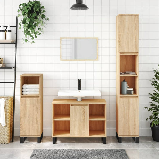 Badschrank Sonoma-Eiche 80x33x60 cm Holzwerkstoff - Pazzar.ch