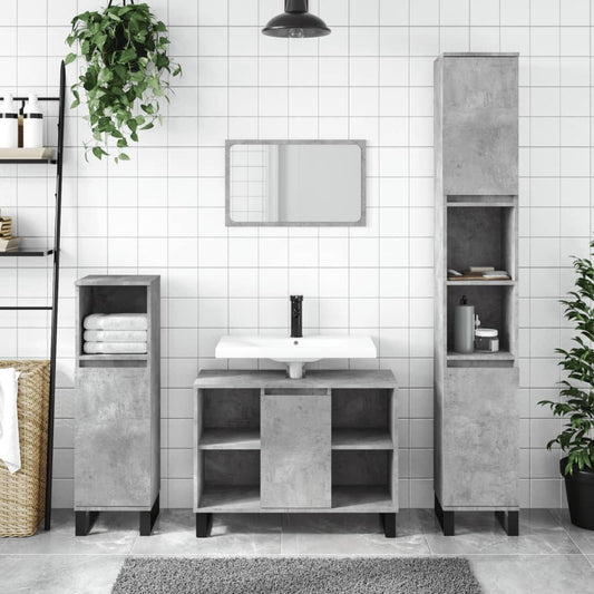 Badschrank Betongrau 80x33x60 cm Holzwerkstoff - Pazzar.ch