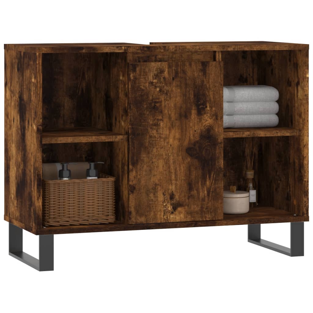 Badschrank Räuchereiche 80x33x60 cm Holzwerkstoff - Pazzar.ch