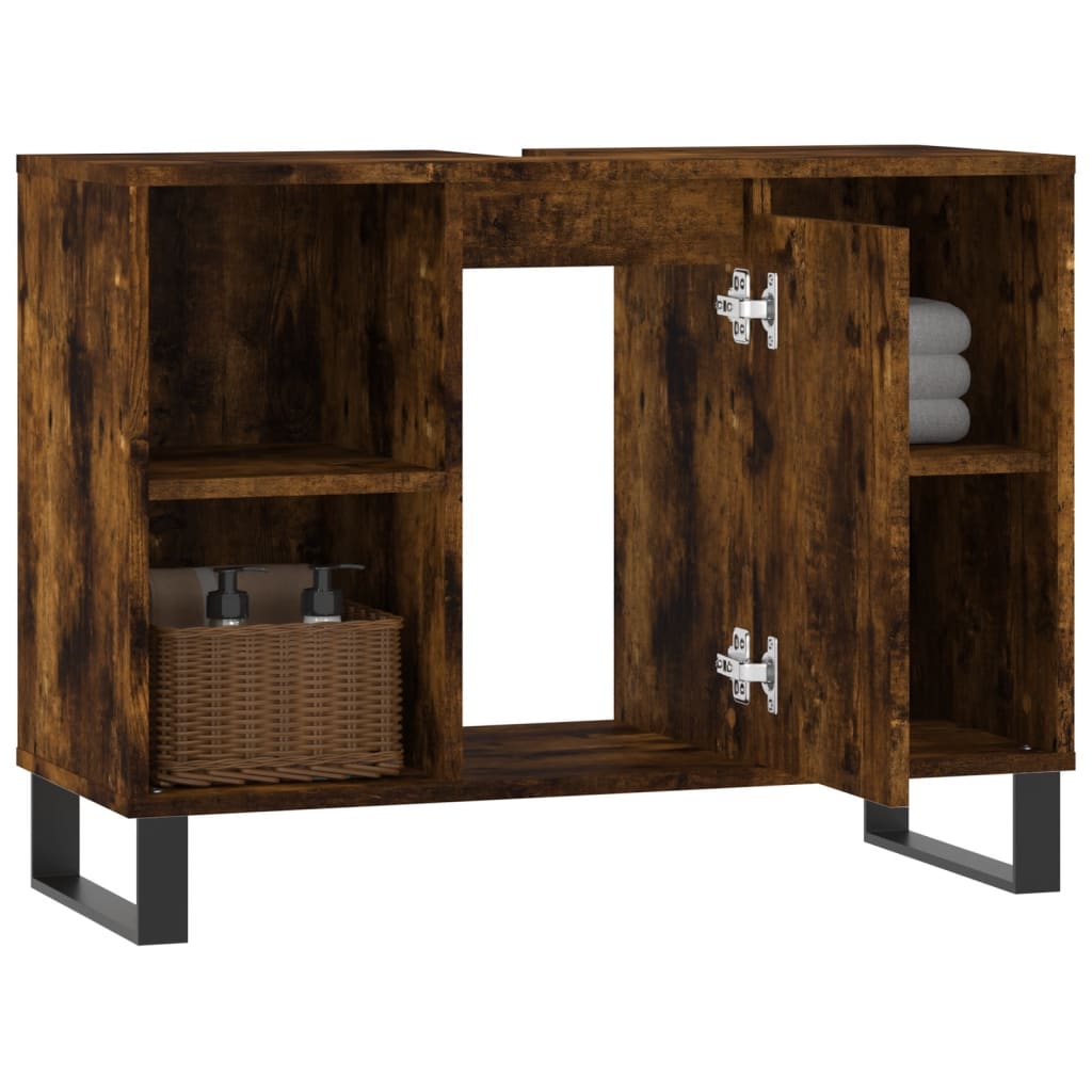 Badschrank Räuchereiche 80x33x60 cm Holzwerkstoff - Pazzar.ch