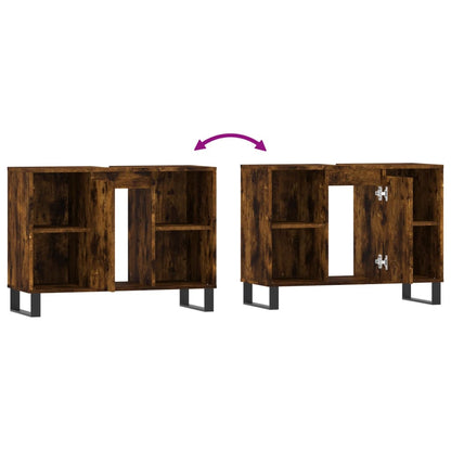 Badschrank Räuchereiche 80x33x60 cm Holzwerkstoff - Pazzar.ch