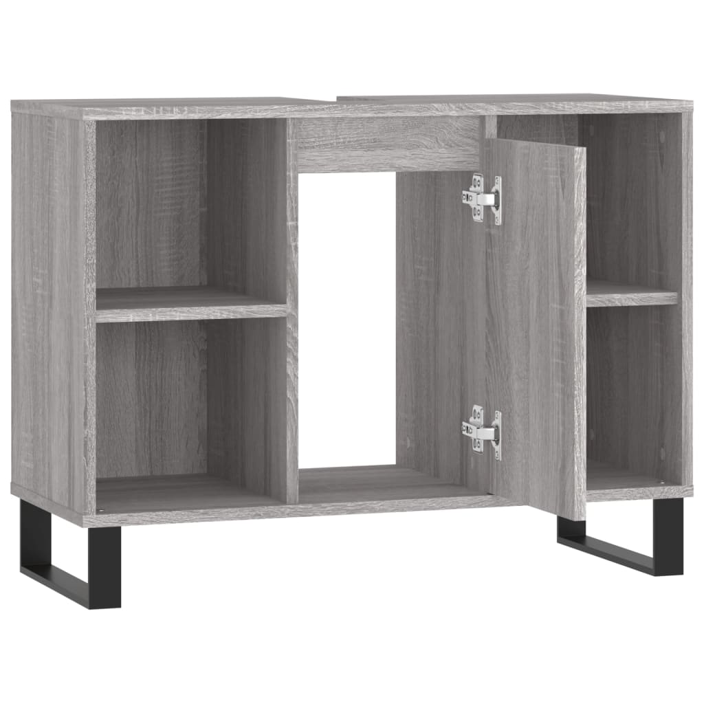Badschrank Grau Sonoma 80x33x60 cm Holzwerkstoff - Pazzar.ch