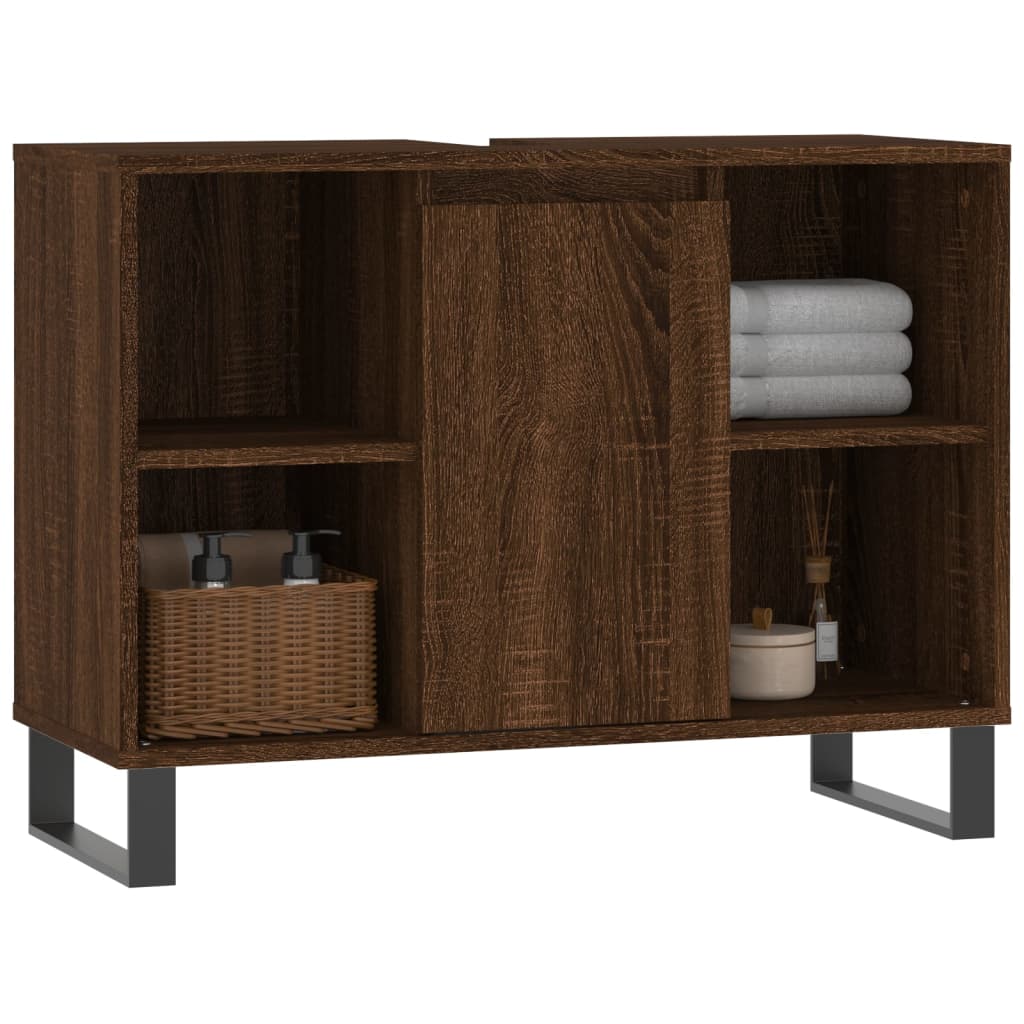 Badschrank Braun Eichen-Optik 80x33x60 cm Holzwerkstoff - Pazzar.ch