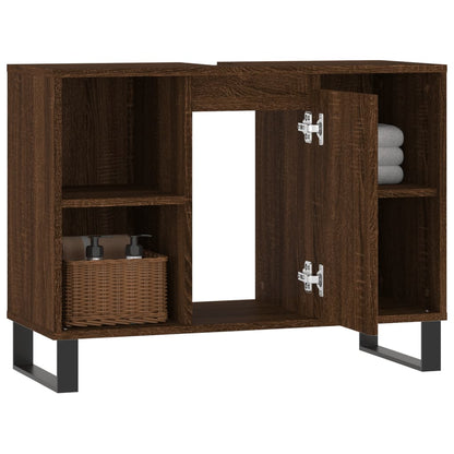 Badschrank Braun Eichen-Optik 80x33x60 cm Holzwerkstoff - Pazzar.ch