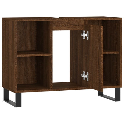 Badschrank Braun Eichen-Optik 80x33x60 cm Holzwerkstoff - Pazzar.ch