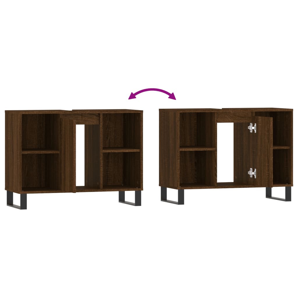 Badschrank Braun Eichen-Optik 80x33x60 cm Holzwerkstoff - Pazzar.ch