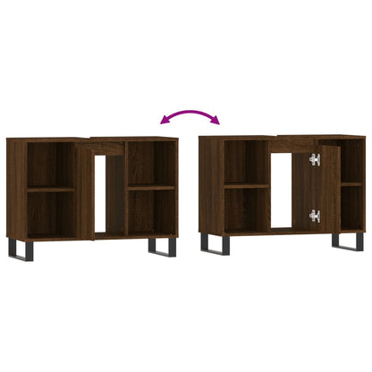 Badschrank Braun Eichen-Optik 80x33x60 cm Holzwerkstoff - Pazzar.ch