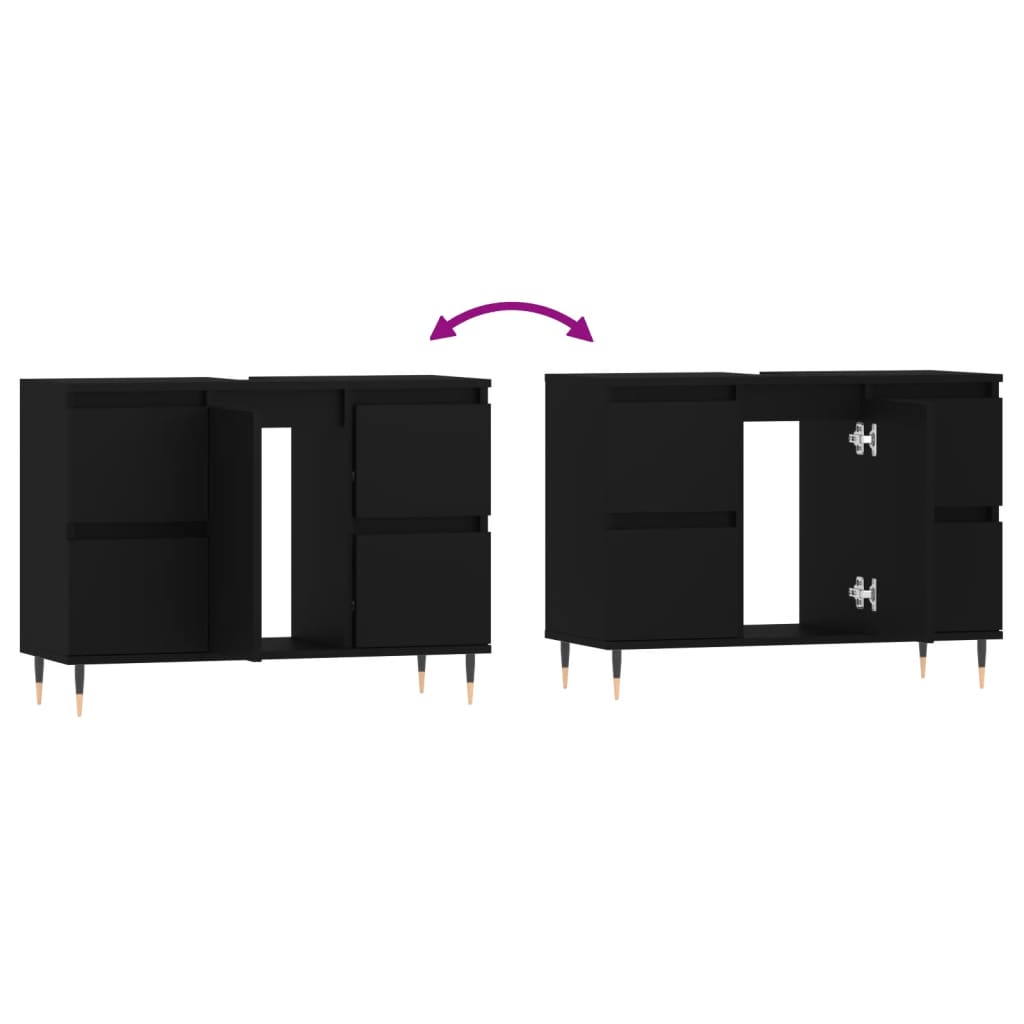 Badschrank Schwarz 80x33x60 cm Holzwerkstoff - Pazzar.ch