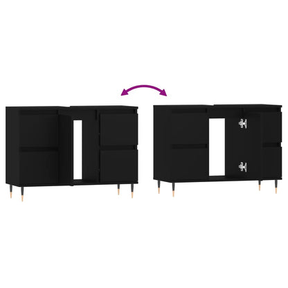 Badschrank Schwarz 80x33x60 cm Holzwerkstoff - Pazzar.ch