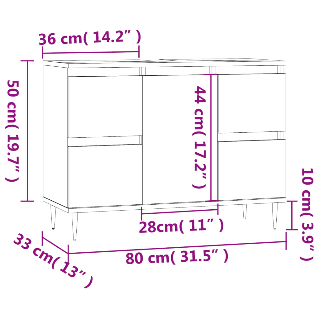 Badschrank Schwarz 80x33x60 cm Holzwerkstoff - Pazzar.ch