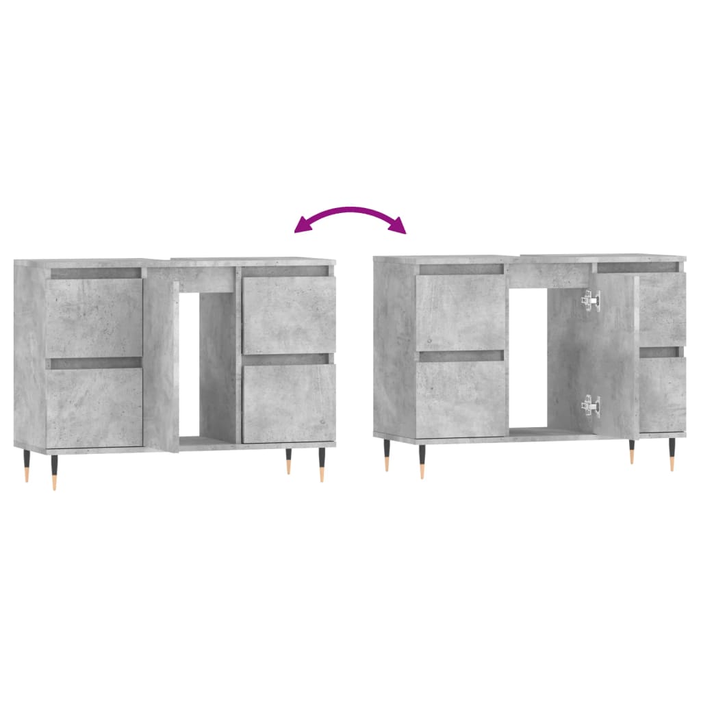 Badschrank Betongrau 80x33x60 cm Holzwerkstoff - Pazzar.ch
