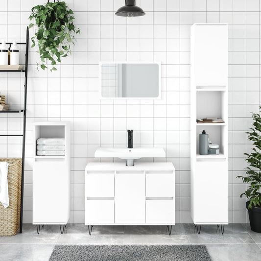 Badschrank Weiß 80x33x60 cm Holzwerkstoff - Pazzar.ch