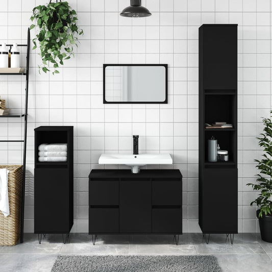 Badschrank Schwarz 80x33x60 cm Holzwerkstoff - Pazzar.ch