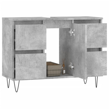 Badschrank Betongrau 80x33x60 cm Holzwerkstoff - Pazzar.ch