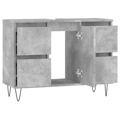 Badschrank Betongrau 80x33x60 cm Holzwerkstoff - Pazzar.ch