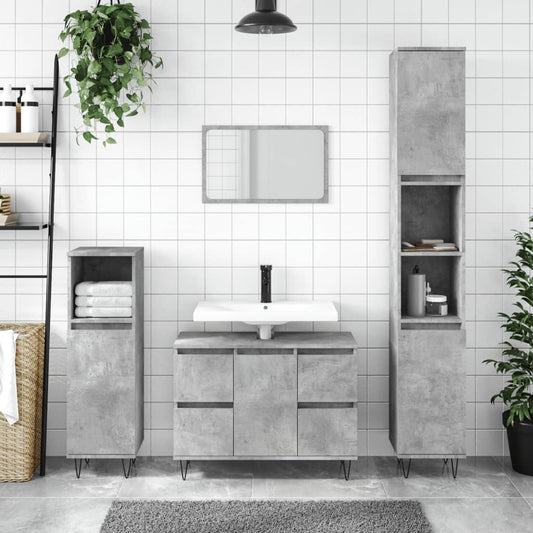 Badschrank Betongrau 80x33x60 cm Holzwerkstoff - Pazzar.ch