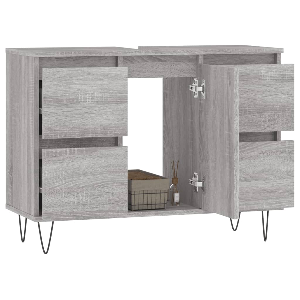 Badschrank Grau Sonoma 80x33x60 cm Holzwerkstoff - Pazzar.ch