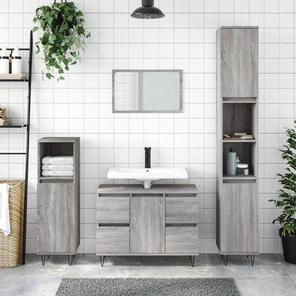 Badschrank Grau Sonoma 80x33x60 cm Holzwerkstoff - Pazzar.ch