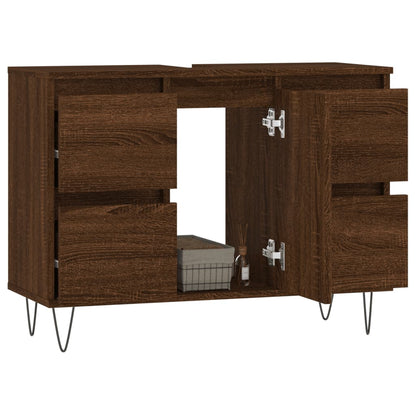 Badschrank Braun Eichen-Optik 80x33x60 cm Holzwerkstoff - Pazzar.ch