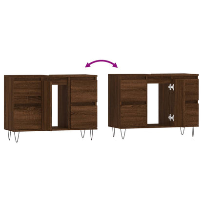 Badschrank Braun Eichen-Optik 80x33x60 cm Holzwerkstoff - Pazzar.ch
