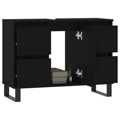 Badschrank Schwarz 80x33x60 cm Holzwerkstoff - Pazzar.ch
