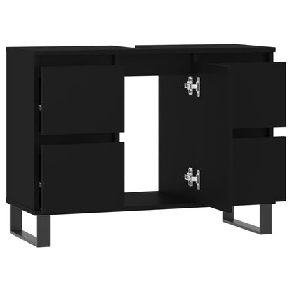 Badschrank Schwarz 80x33x60 cm Holzwerkstoff - Pazzar.ch