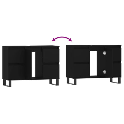 Badschrank Schwarz 80x33x60 cm Holzwerkstoff - Pazzar.ch