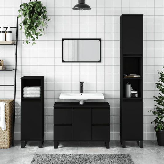 Badschrank Schwarz 80x33x60 cm Holzwerkstoff - Pazzar.ch