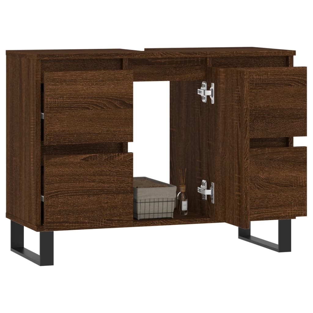 Badschrank Braun Eichen-Optik 80x33x60 cm Holzwerkstoff - Pazzar.ch