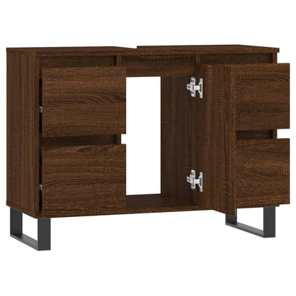 Badschrank Braun Eichen-Optik 80x33x60 cm Holzwerkstoff - Pazzar.ch