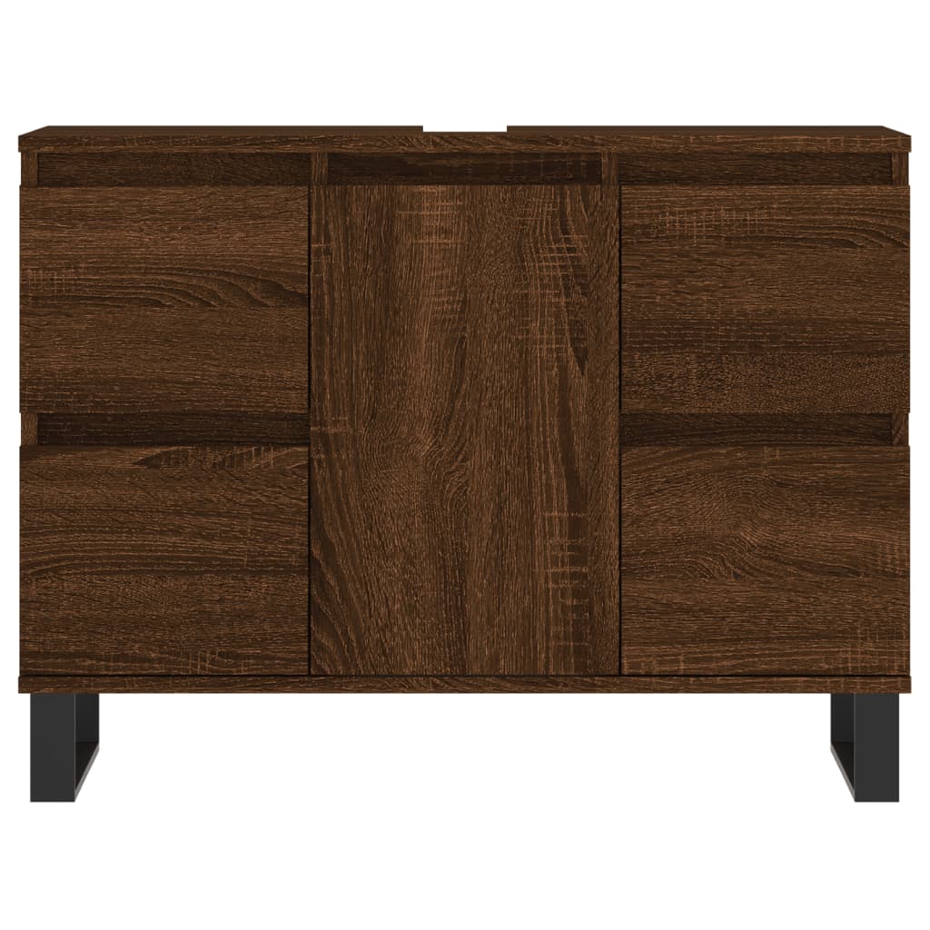 Badschrank Braun Eichen-Optik 80x33x60 cm Holzwerkstoff - Pazzar.ch