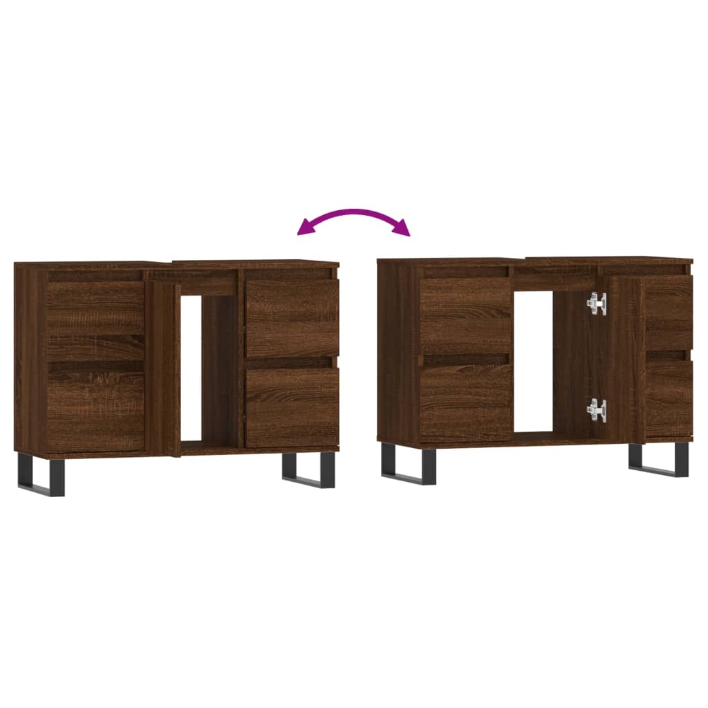 Badschrank Braun Eichen-Optik 80x33x60 cm Holzwerkstoff - Pazzar.ch