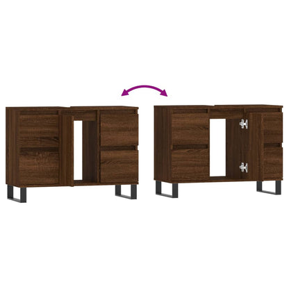 Badschrank Braun Eichen-Optik 80x33x60 cm Holzwerkstoff - Pazzar.ch