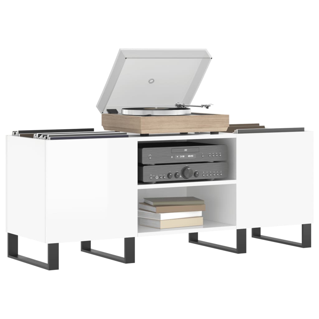 Plattenschrank Hochglanz-Weiß 121x38x48 cm Holzwerkstoff - Pazzar.ch