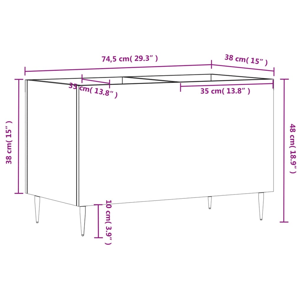 Plattenschrank Schwarz 74,5x38x48 cm Holzwerkstoff - Pazzar.ch