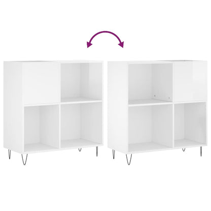 Plattenschrank Hochglanz-Weiß 84,5x38x89 cm Holzwerkstoff - Pazzar.ch