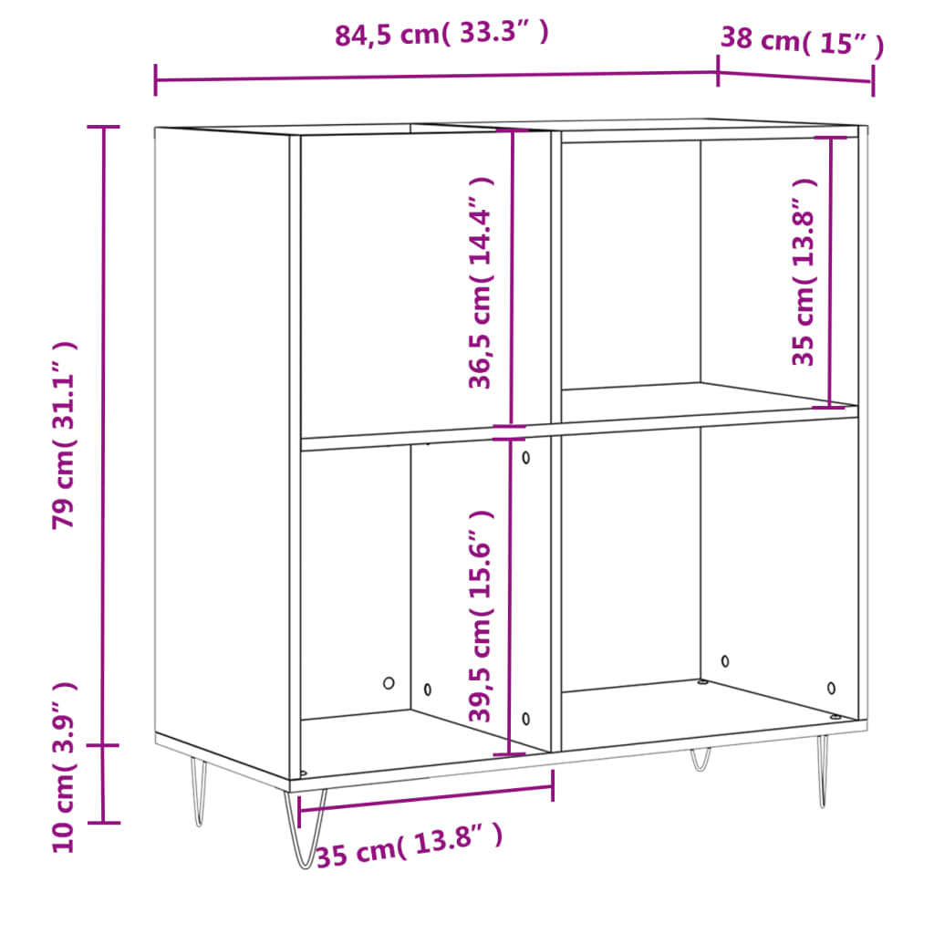 Plattenschrank Hochglanz-Weiß 84,5x38x89 cm Holzwerkstoff - Pazzar.ch